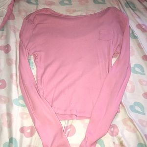 Express Pink Long Sleeve Crop Top